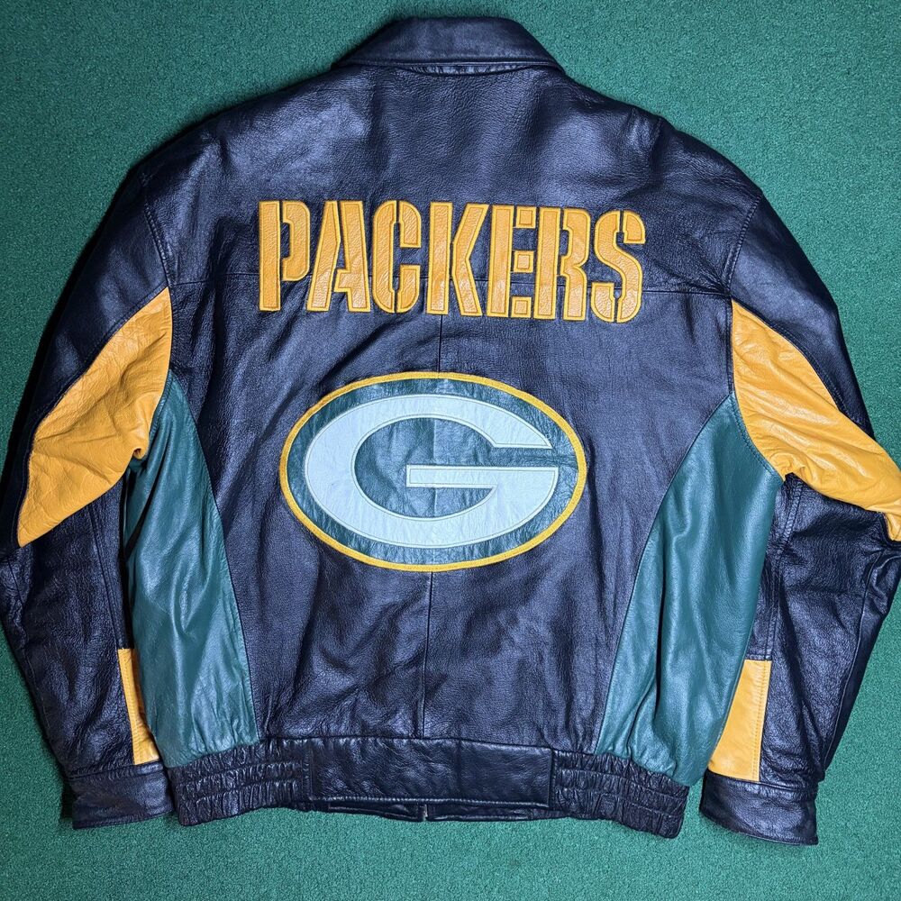Vintage G-III Carl Banks Green Bay Packers Leather Jacket NFL XL 100% Leather - Picture 4 of 7